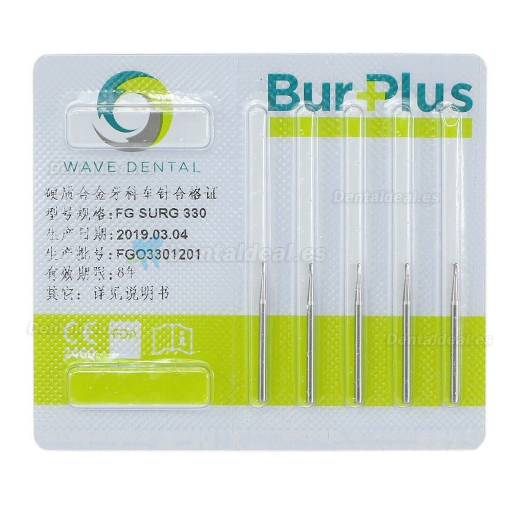 10Pcs FG Surgical Length 330 Burs Dental Friction Grip Pear Head Carbide Bur